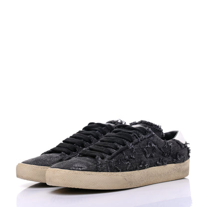Saint Laurent Denim Canvas Womens Court Classic Low Top Sneakers 38 Black Frost 3 of 7
