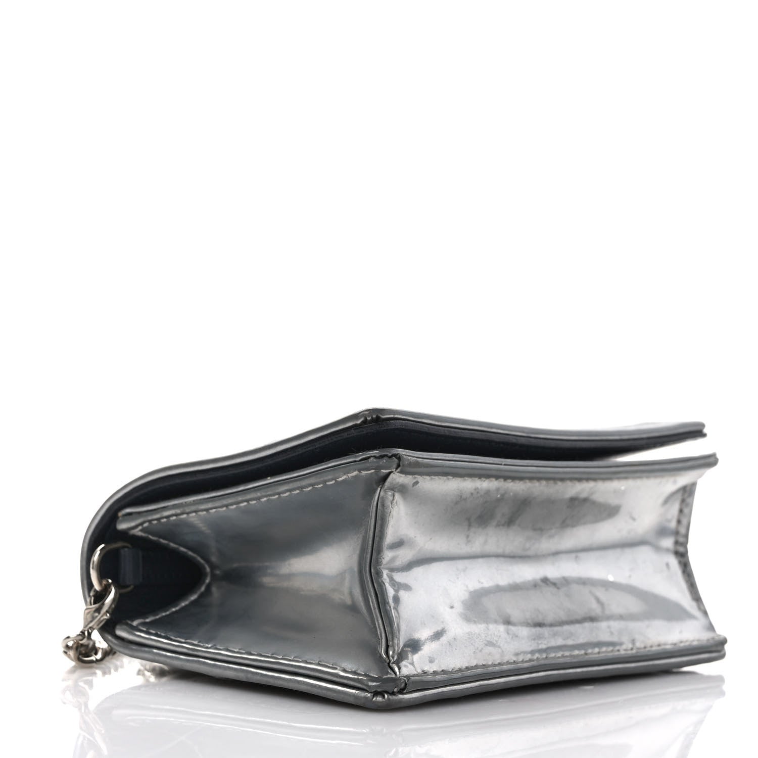 Christian Dior Metallic Patent Micro-Cannage Baby Diorama Flap Bag Silver 4 of 11