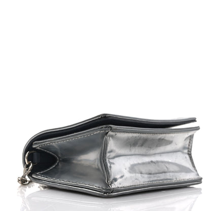 Christian Dior Metallic Patent Micro-Cannage Baby Diorama Flap Bag Silver 4 of 11