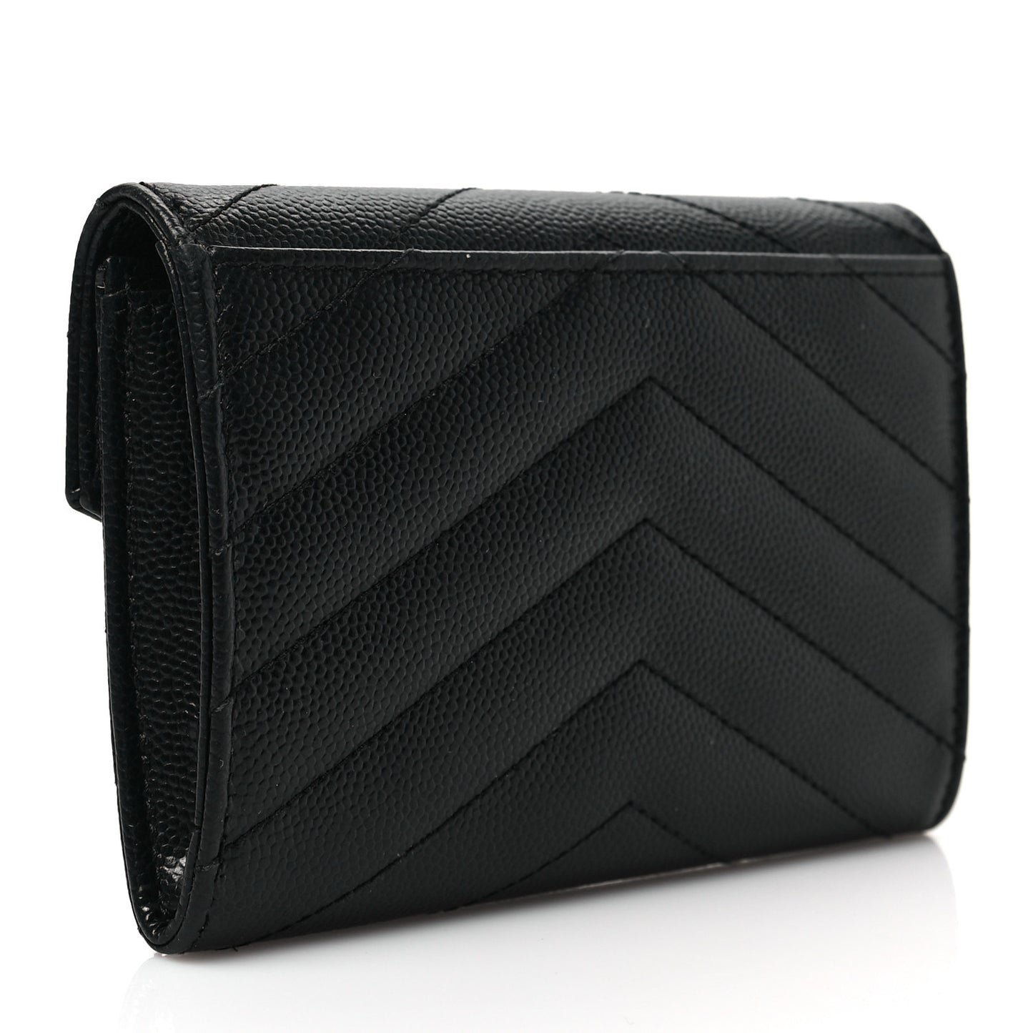 Grain De Poudre Matelasse Chevron Small Monogram Envelope Wallet Black