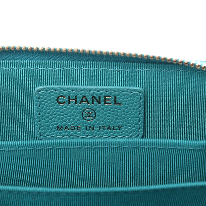 Chanel Caviar Quilted Zip Coin Purse Turquoise 6 of 8