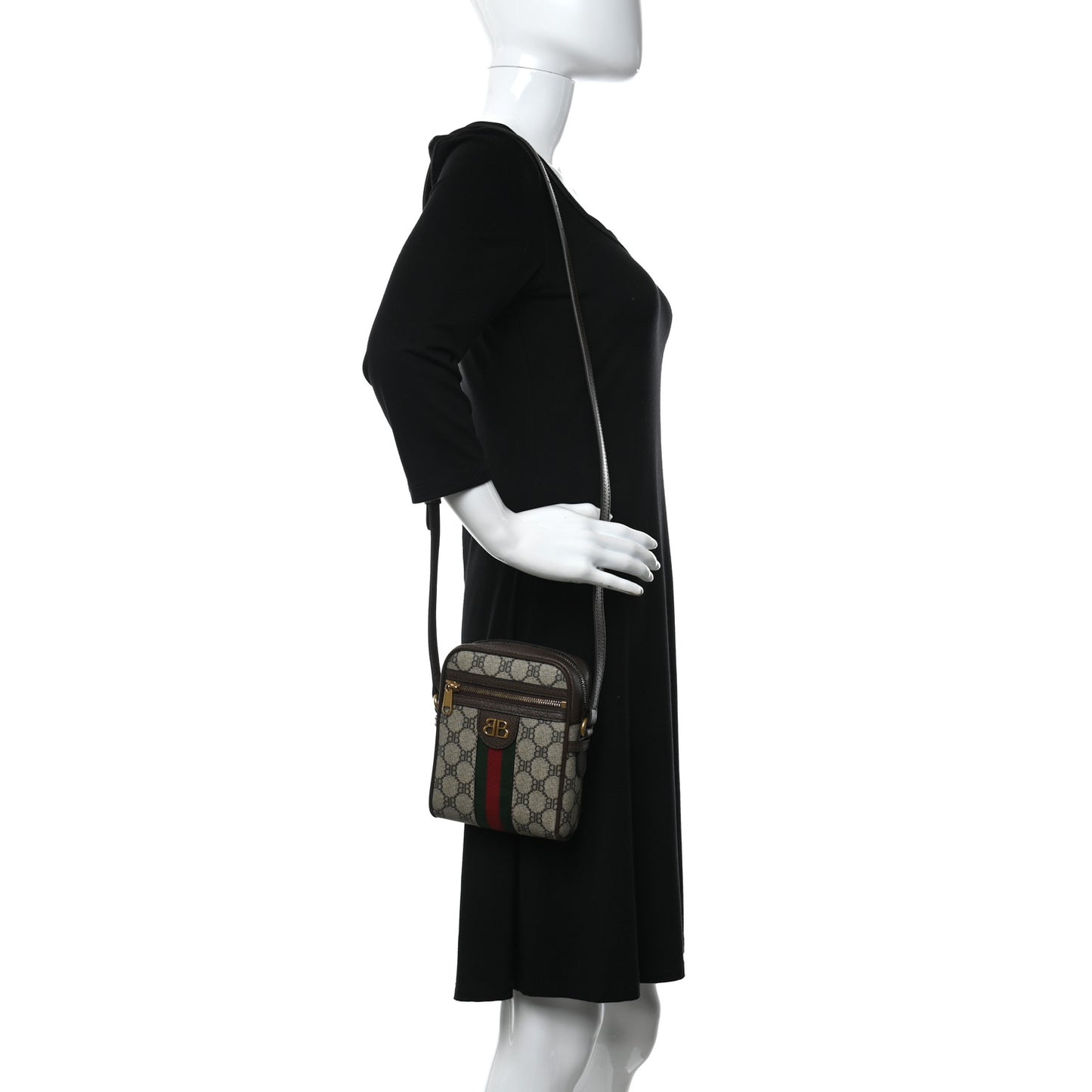 X BALENCIAGA Supreme Monogram Web Mini Ophidia Messenger Beige Ebony