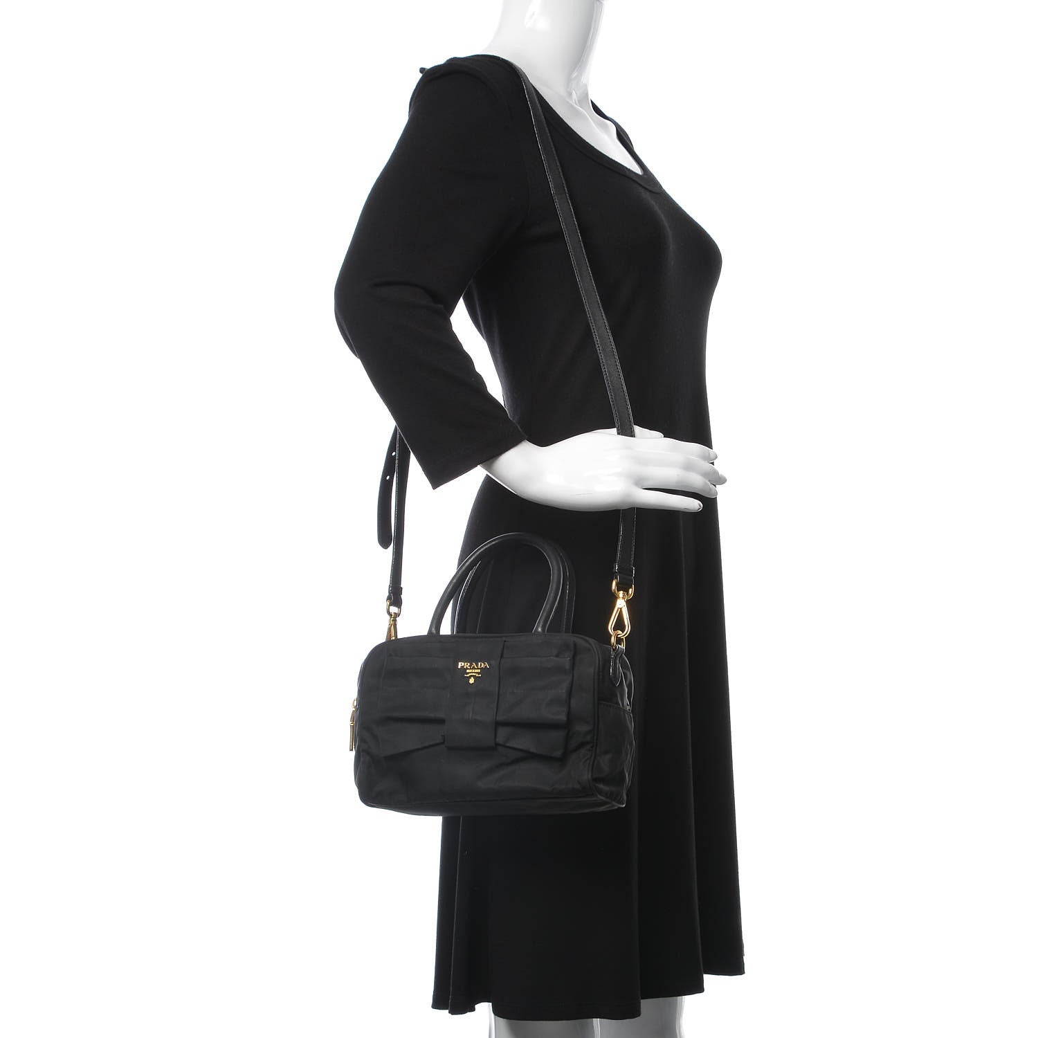 Prada Nylon Fiocco Mini Bowler Black 2 of 15