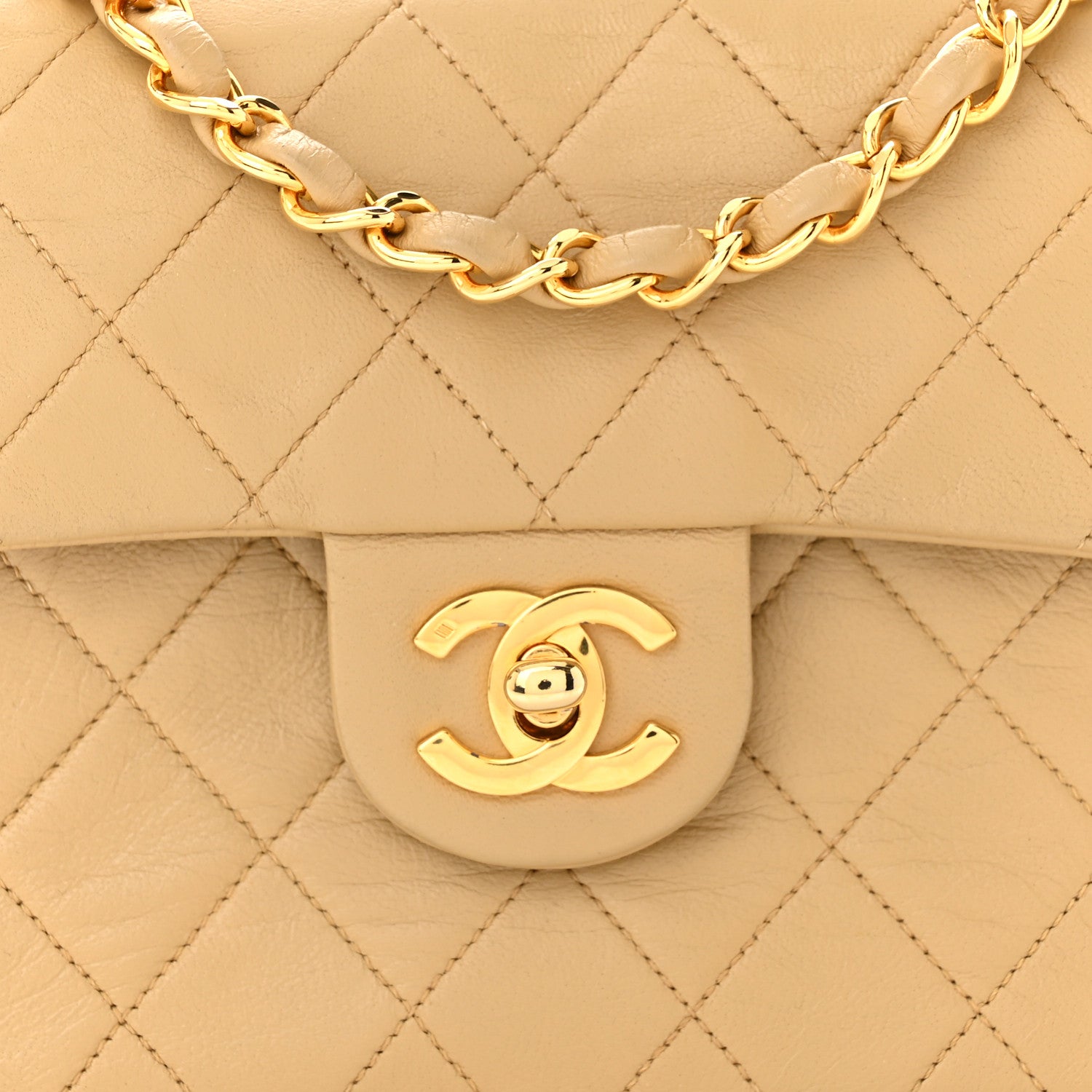 Chanel Lambskin Quilted Mini Square Flap Beige 8 of 10