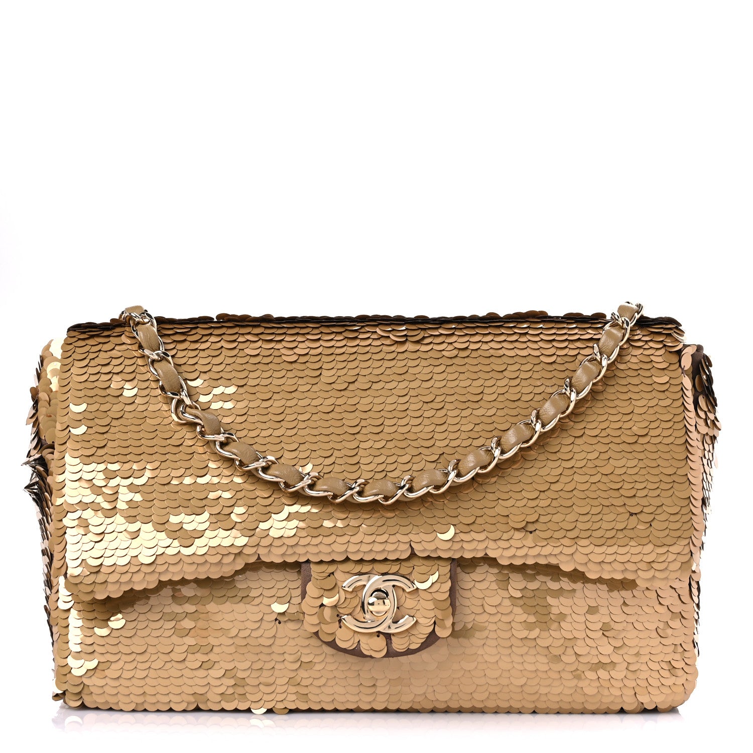 Chanel Sequin Quilted Medium Single Flap Gold 1 of 11