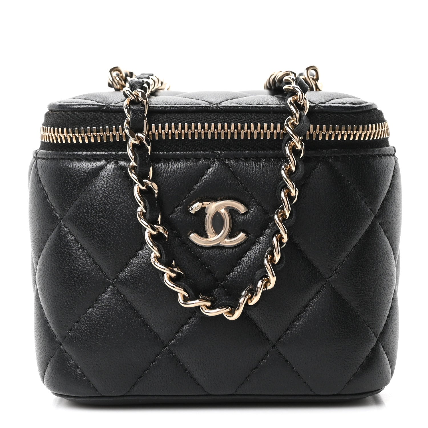 Chanel Lambskin Quilted Mini Enamel CC Pearl Crush Vanity Case With Chain  Black 1 of 10
