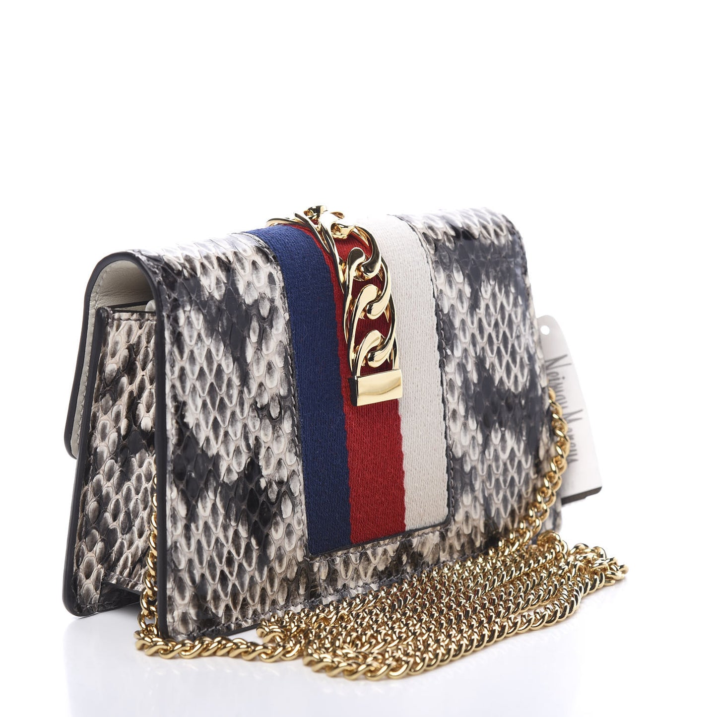 Snakeskin Floral Embroidered Super Mini Sylvie Chain Shoulder Bag