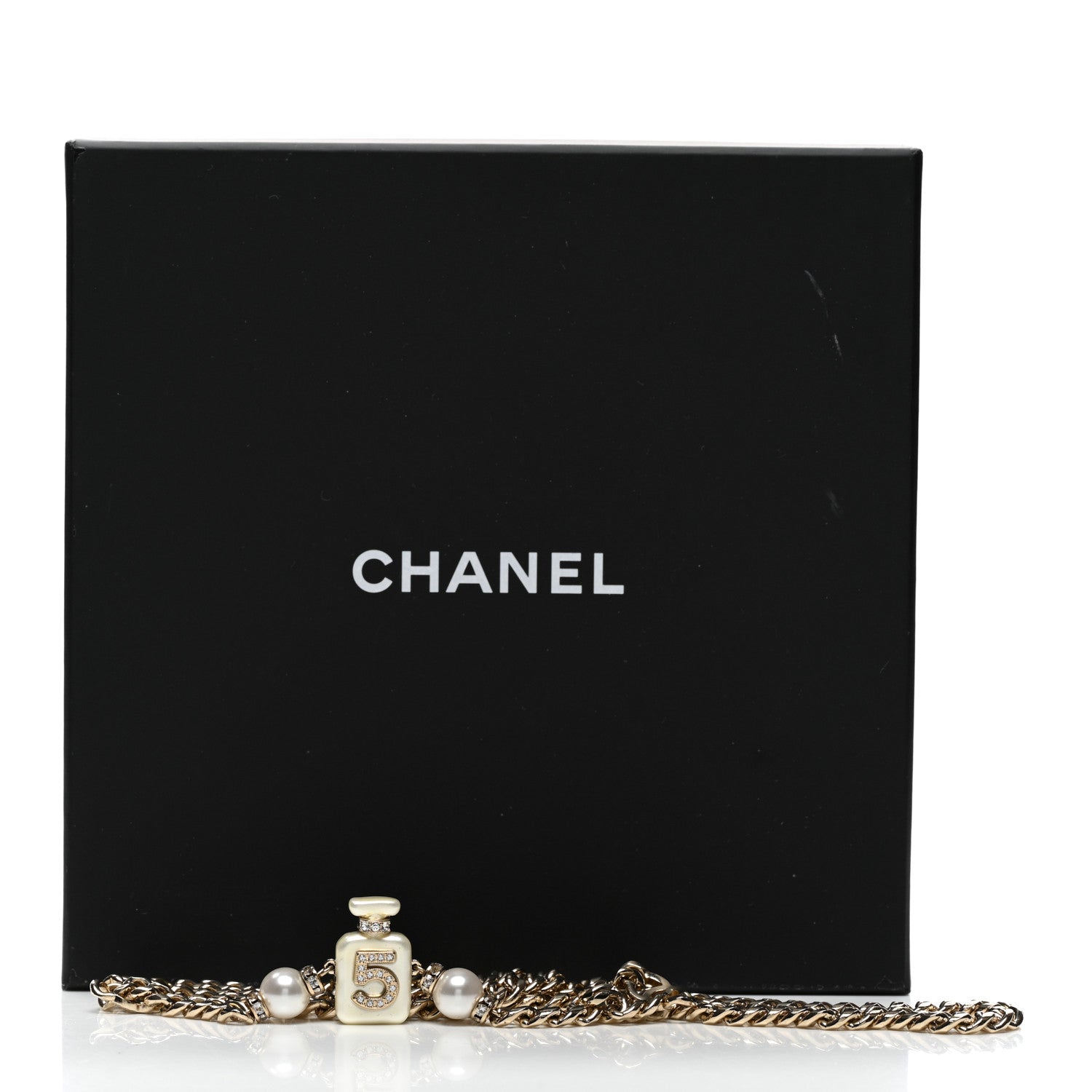 Chanel Resin Crystal Pearl CC No 5 Perfume Bottle Necklace 7 of 7