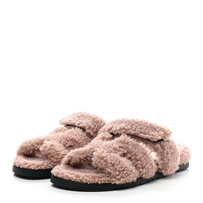 Hermes Woolskin Womens Chypre Sandals 41 Bois De Santal 3 of 7
