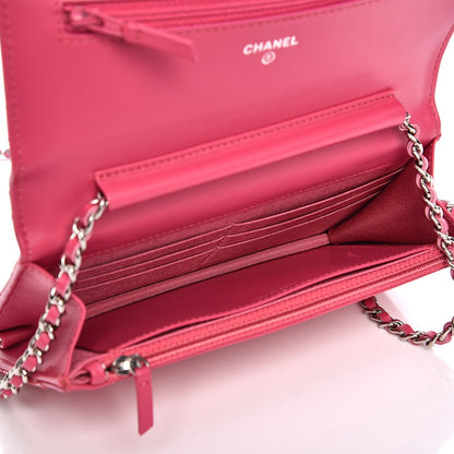 Chanel Patent Quilted Wallet On Chain WOC Fuchsia 5 of 8