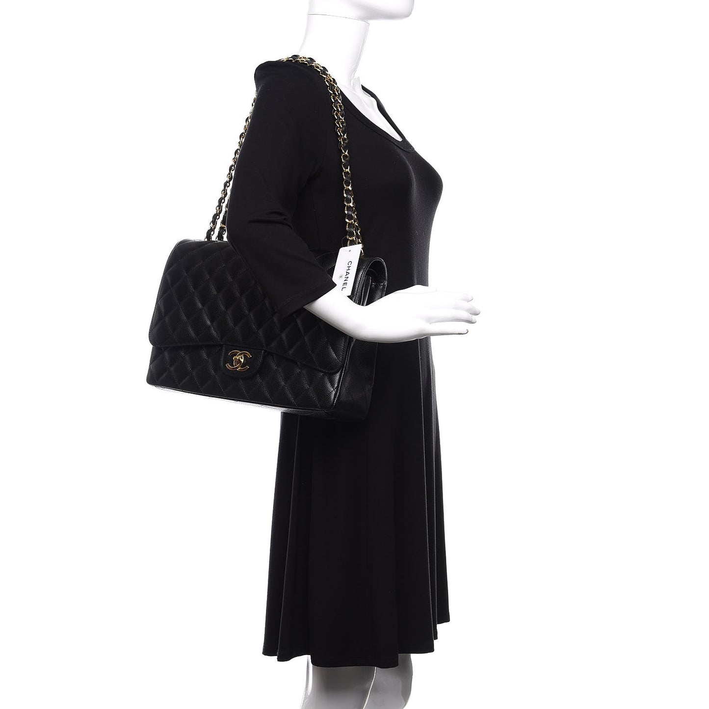 Caviar Quilted Maxi Double Flap Black