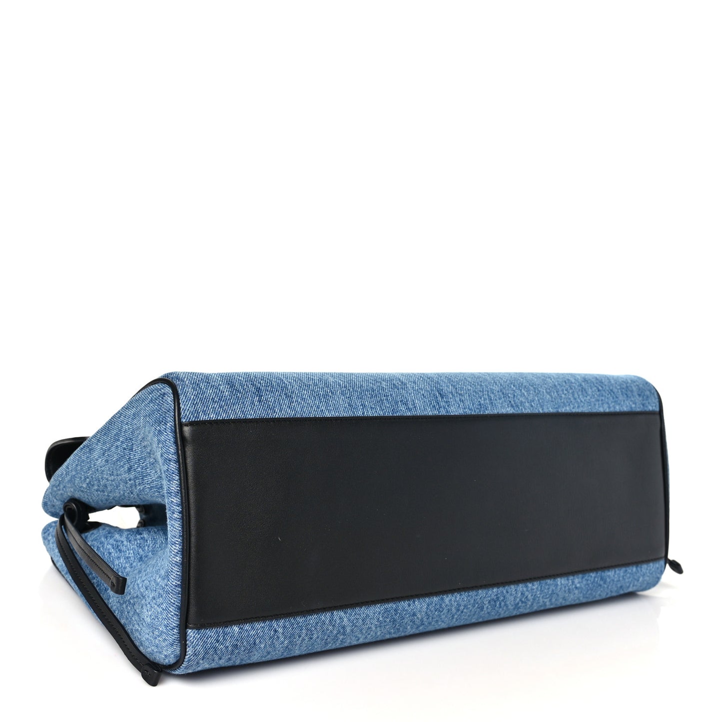 Denim Calfskin Urban Essentials Large Shopping Bag Blue Black