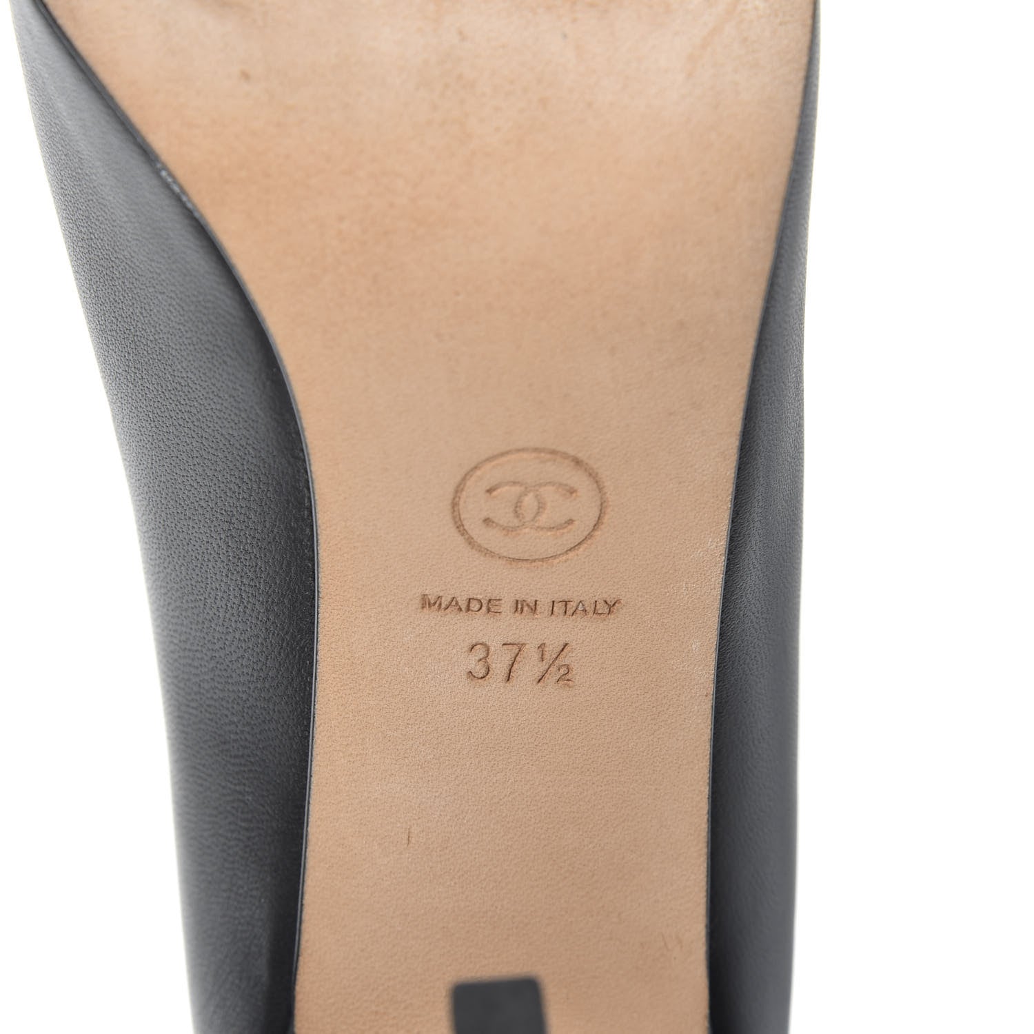 Chanel Lambskin CC Pumps 37.5 Black 10 of 12