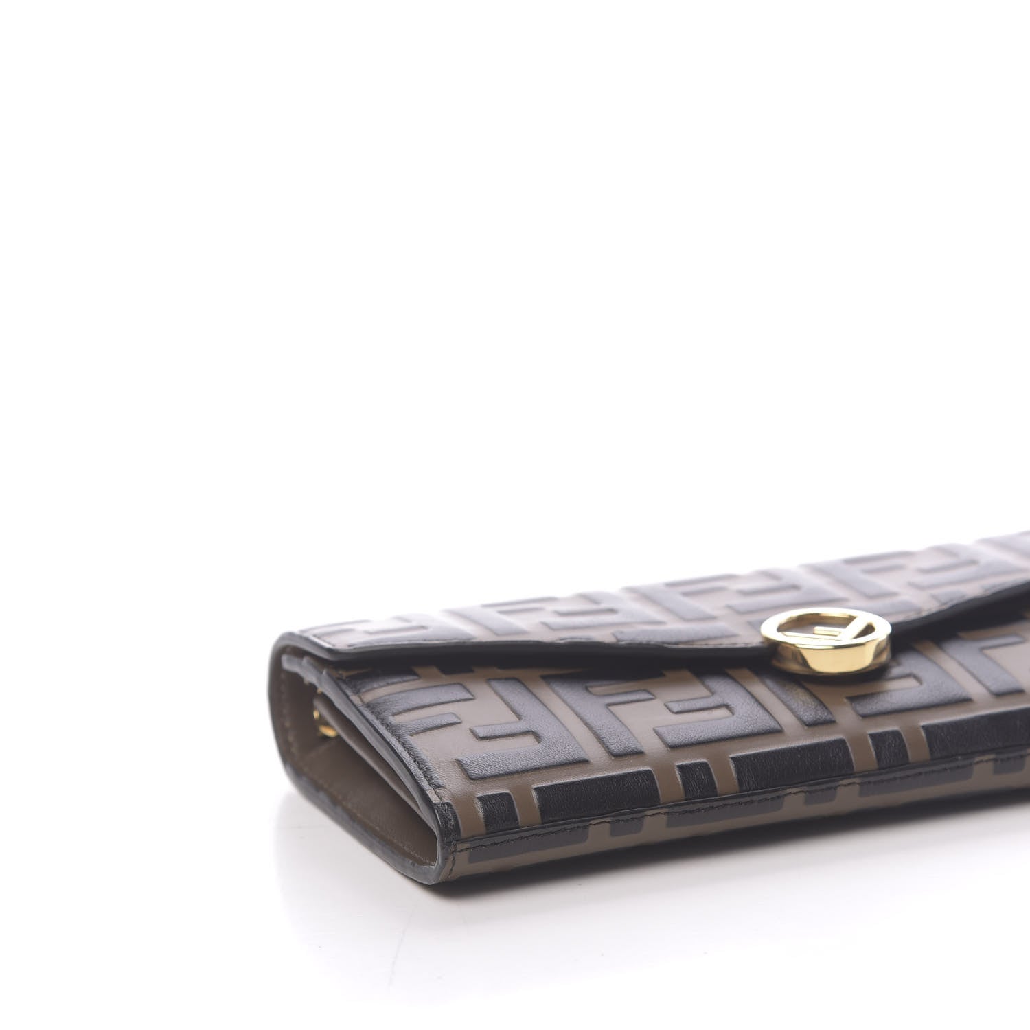 Fendi Vitello Soft F is Fendi Bi-Color FF 1974 Embossed Continental Envelope Wallet On Chain Maya Black 8 of 11