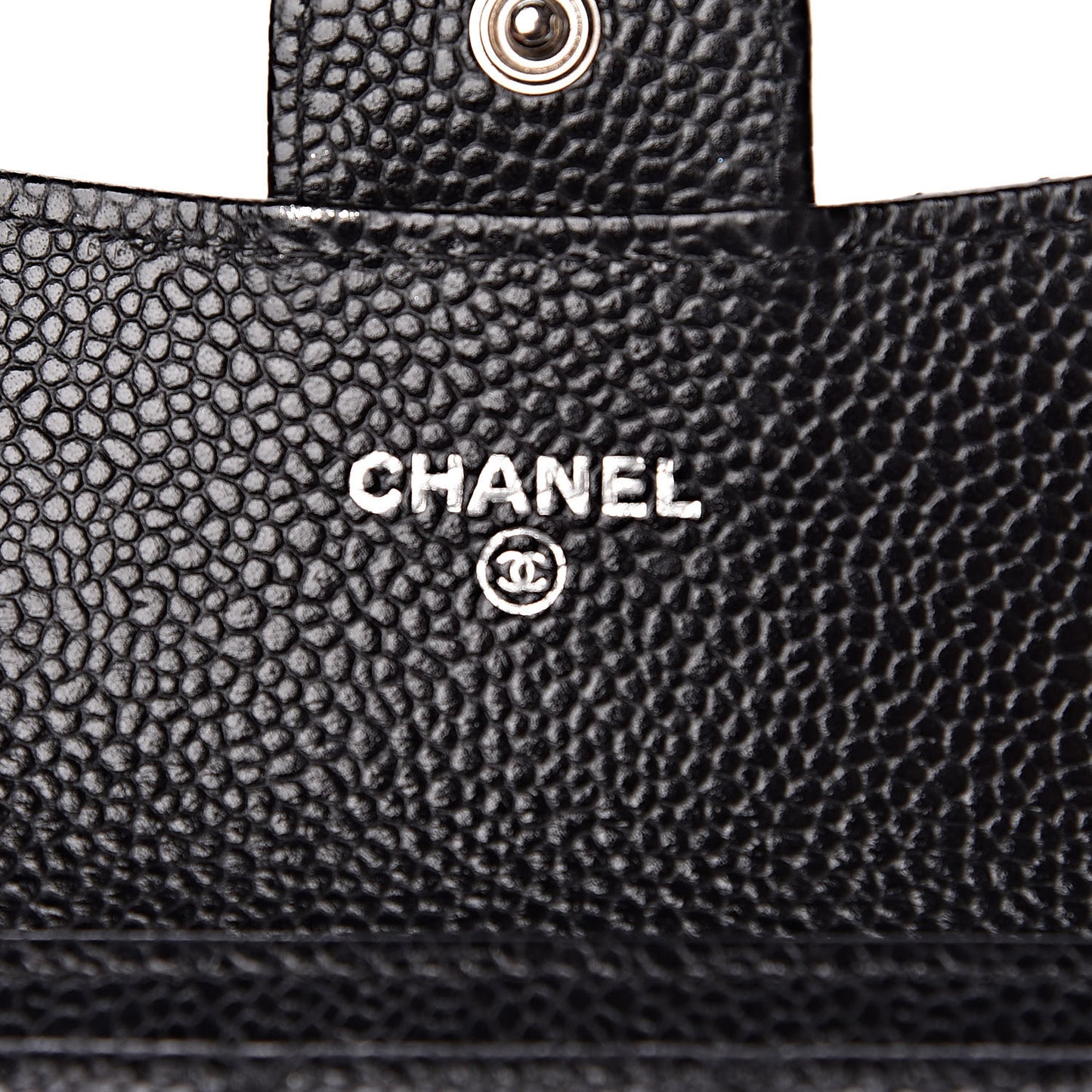 Caviar Quilted Flap Card Holder Wallet Black