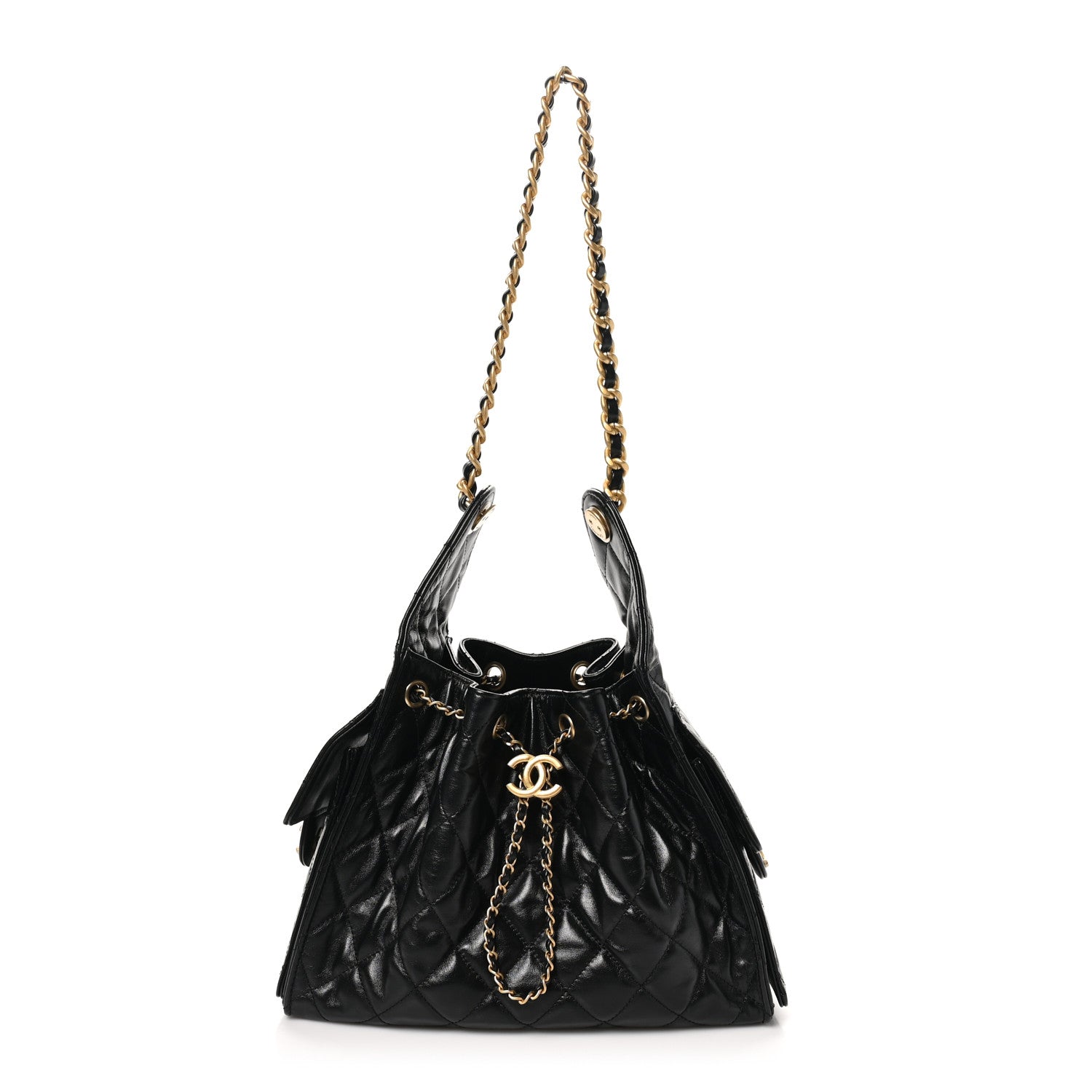 Chanel Shiny Calfskin Quilted Small Chanel 25 Handbag Black 1 of 10