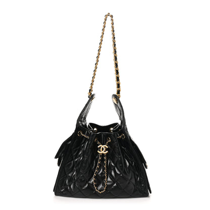 Chanel Shiny Calfskin Quilted Small Chanel 25 Handbag Black 1 of 10