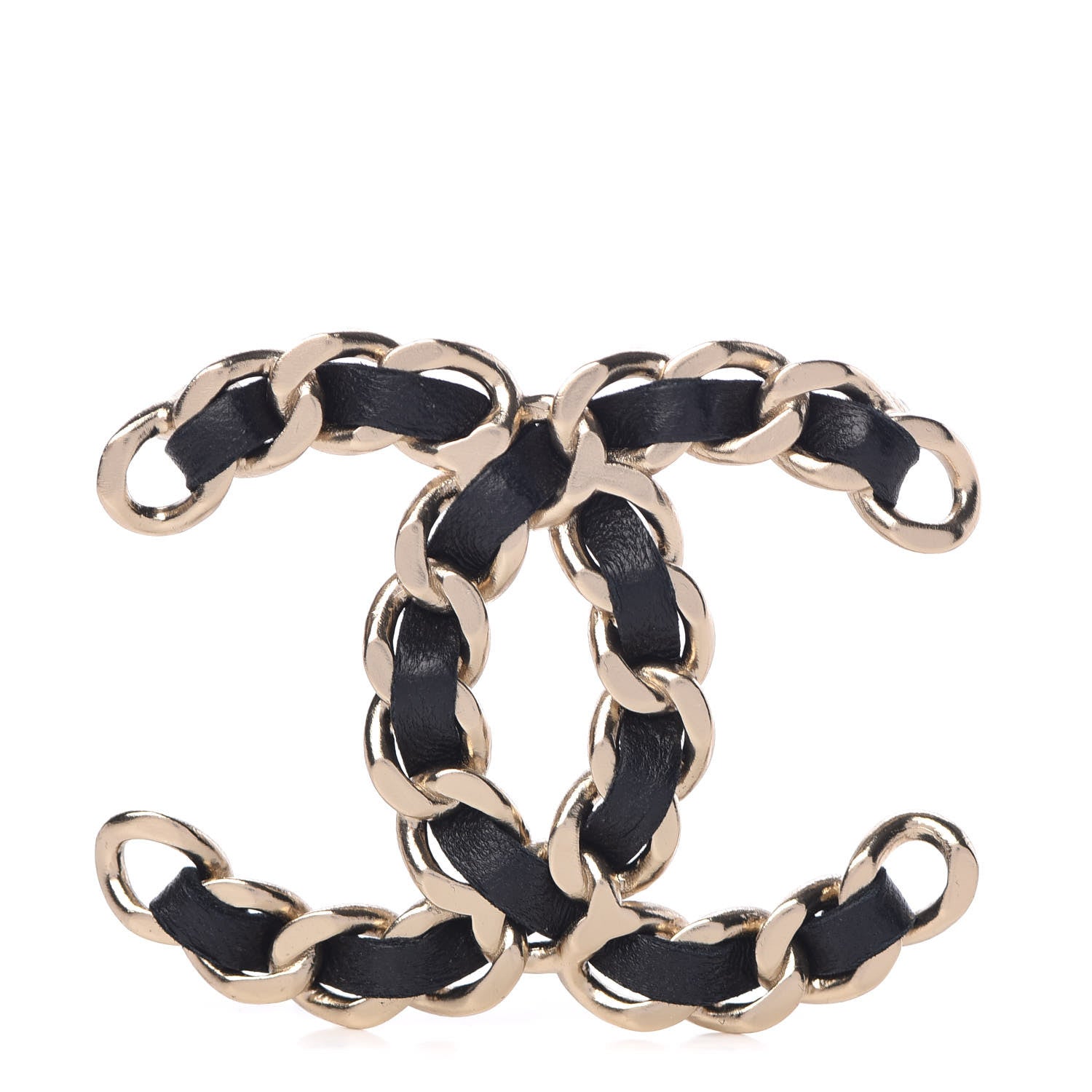 Chanel Lambskin Chain CC Brooch Black Gold 1 of 5