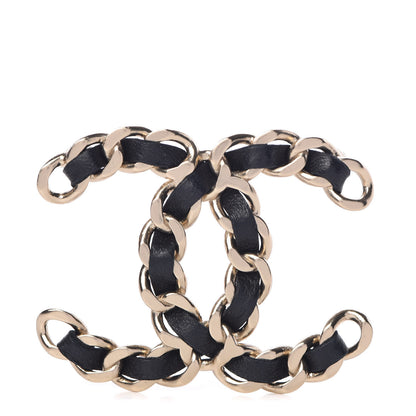 Chanel Lambskin Chain CC Brooch Black Gold 1 of 5