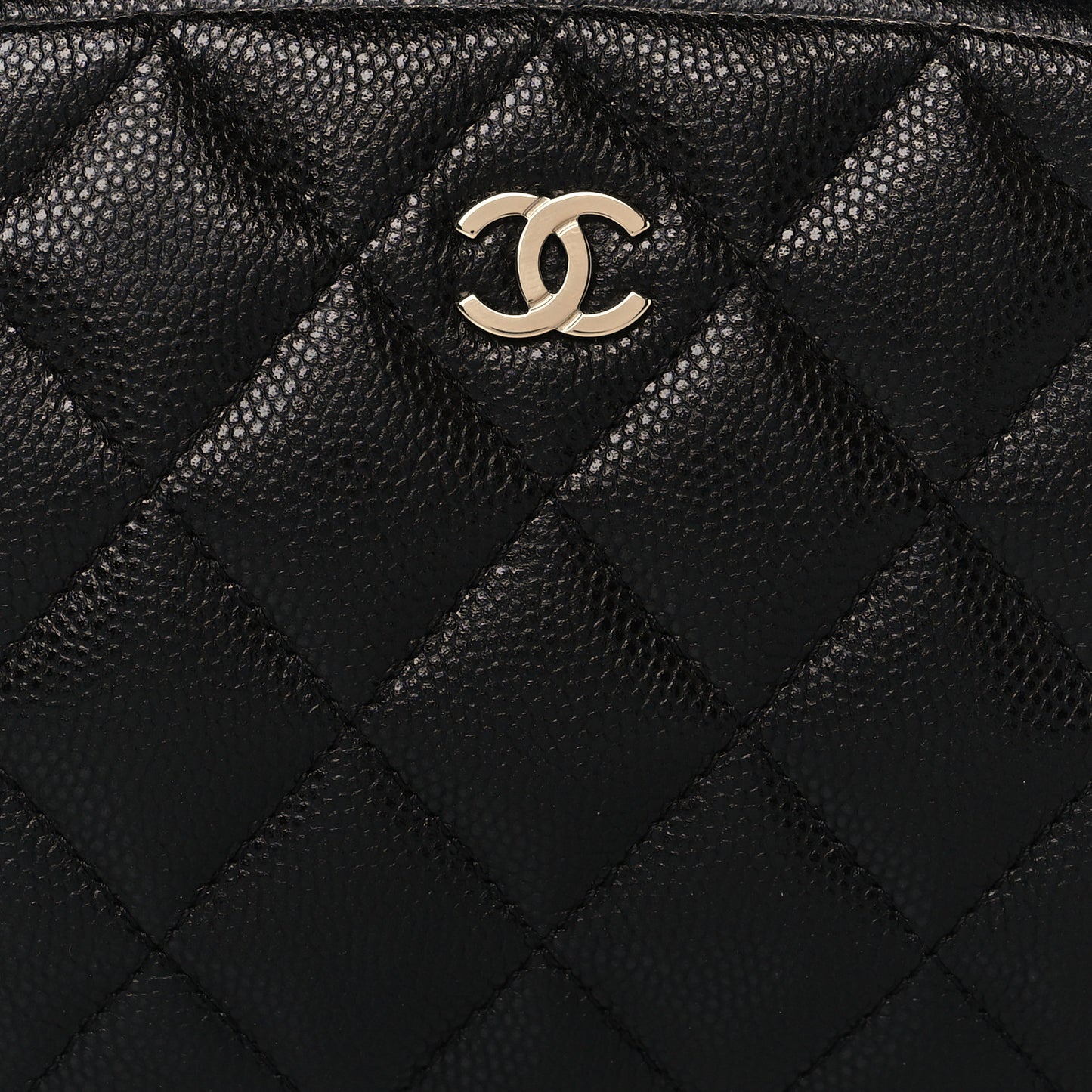 Caviar Quilted Small Curvy Pouch Cosmetic Case Black