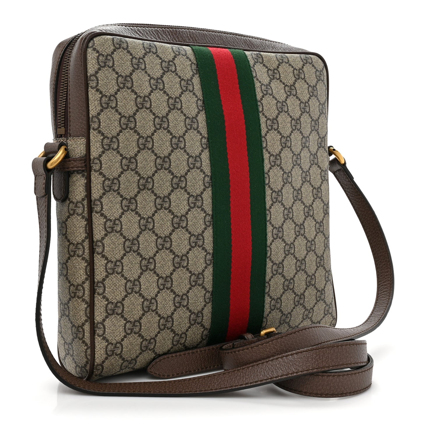 GG Supreme Monogram Web Medium Ophidia Messenger Bag Brown