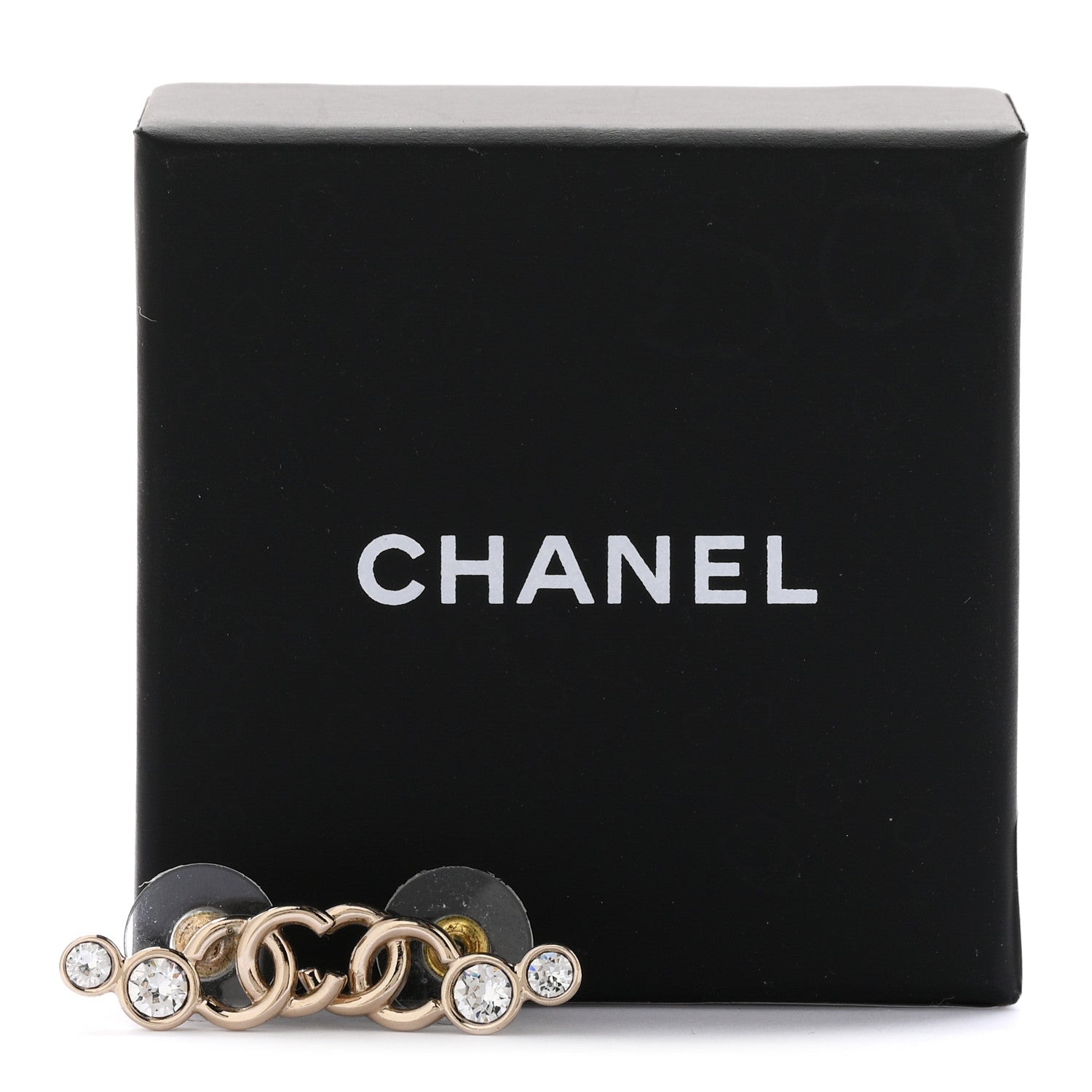 Chanel Metal Crystal CC Climber Earrings Gold 5 of 5