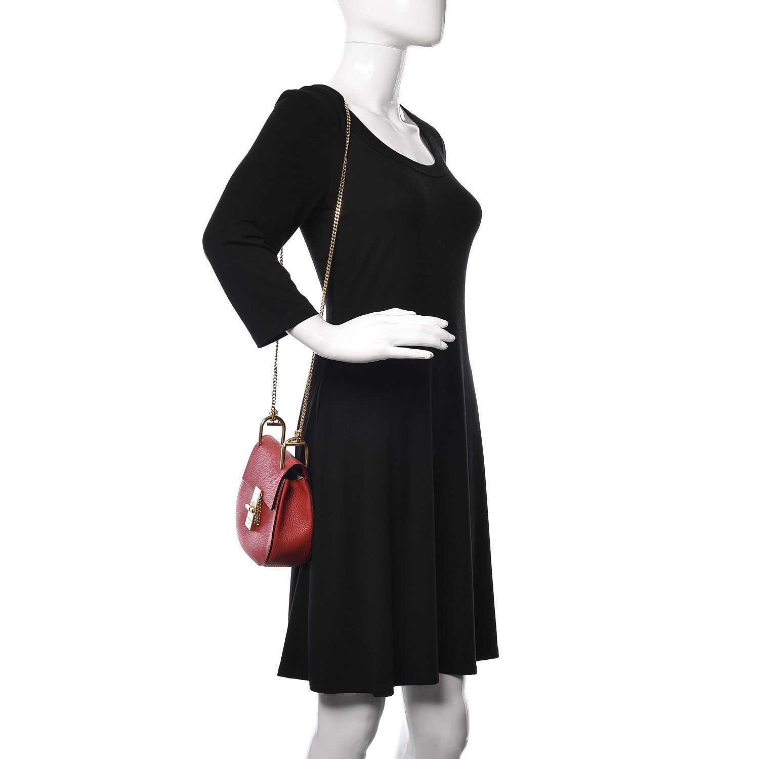 Chloe Grained Lambskin Mini Drew Shoulder Bag Plaid Red 2 of 18