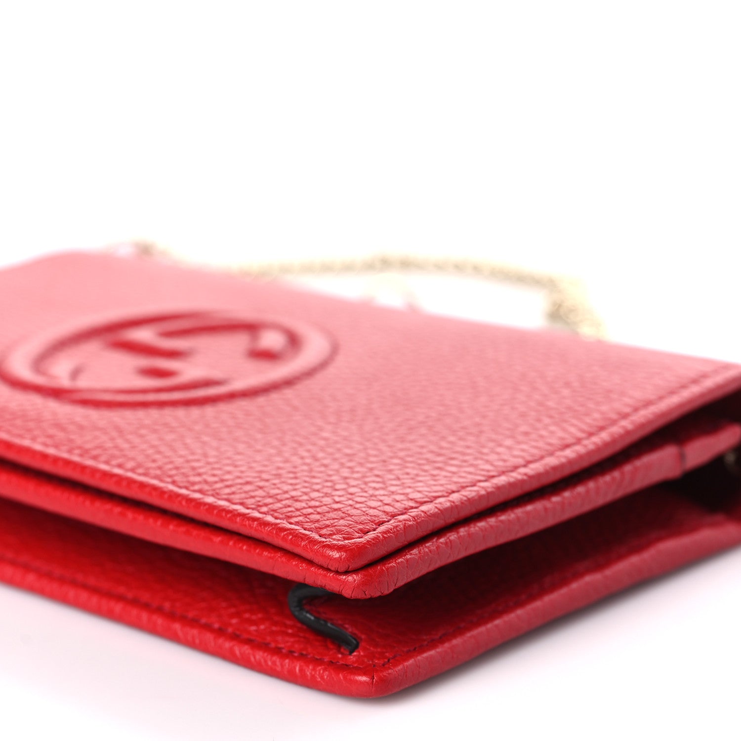 Gucci Pebbled Calfskin Soho Wallet on Chain Tabasco Red 8 of 8