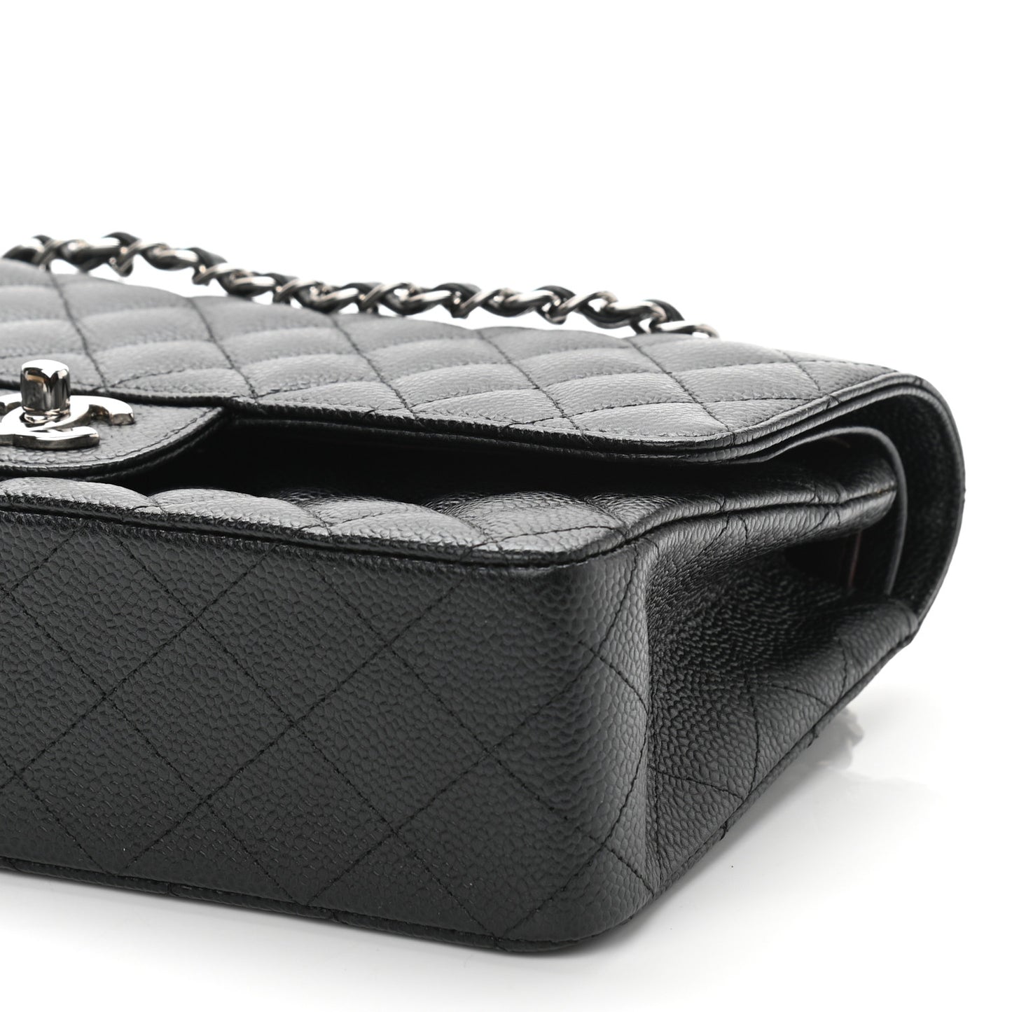 Caviar Quilted Medium Double Flap Black