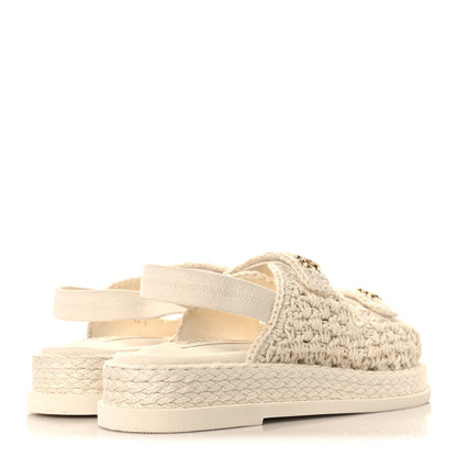 Chanel Crochet Velcro Dad Sandals 40 White 5 of 10