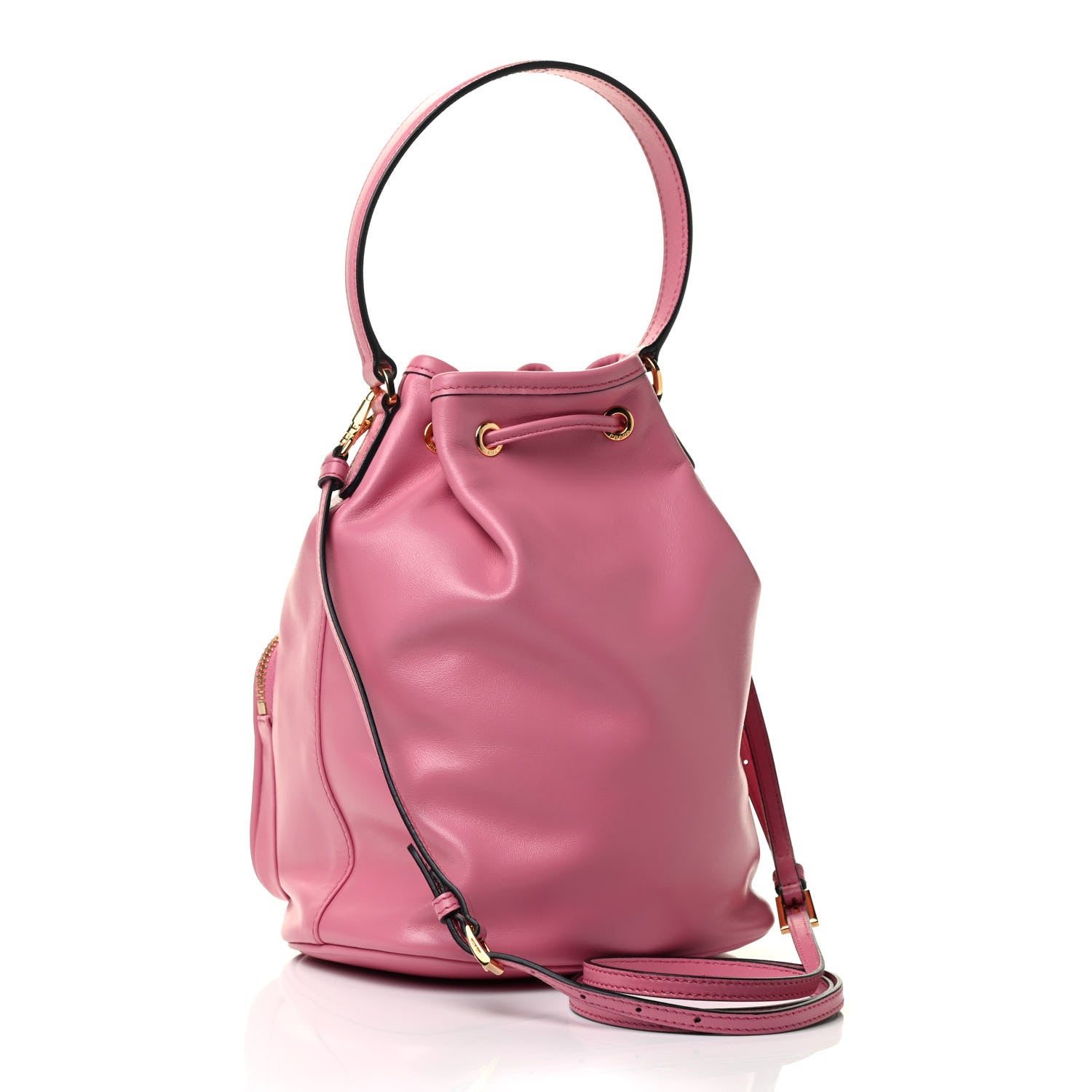 Prada Light Calfskin Saffiano Mini Bucket Crossbody Bag Begonia 3 of 9