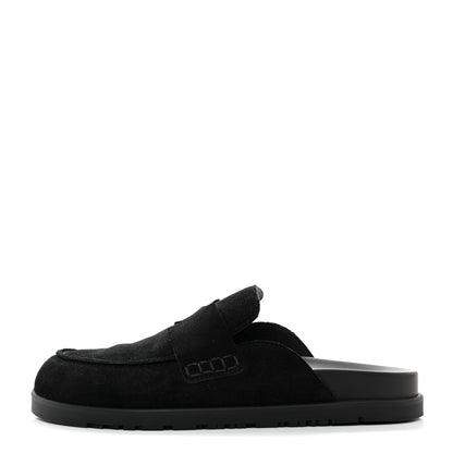 Hermes Suede Calfskin Go Mules 38 Black 1 of 9