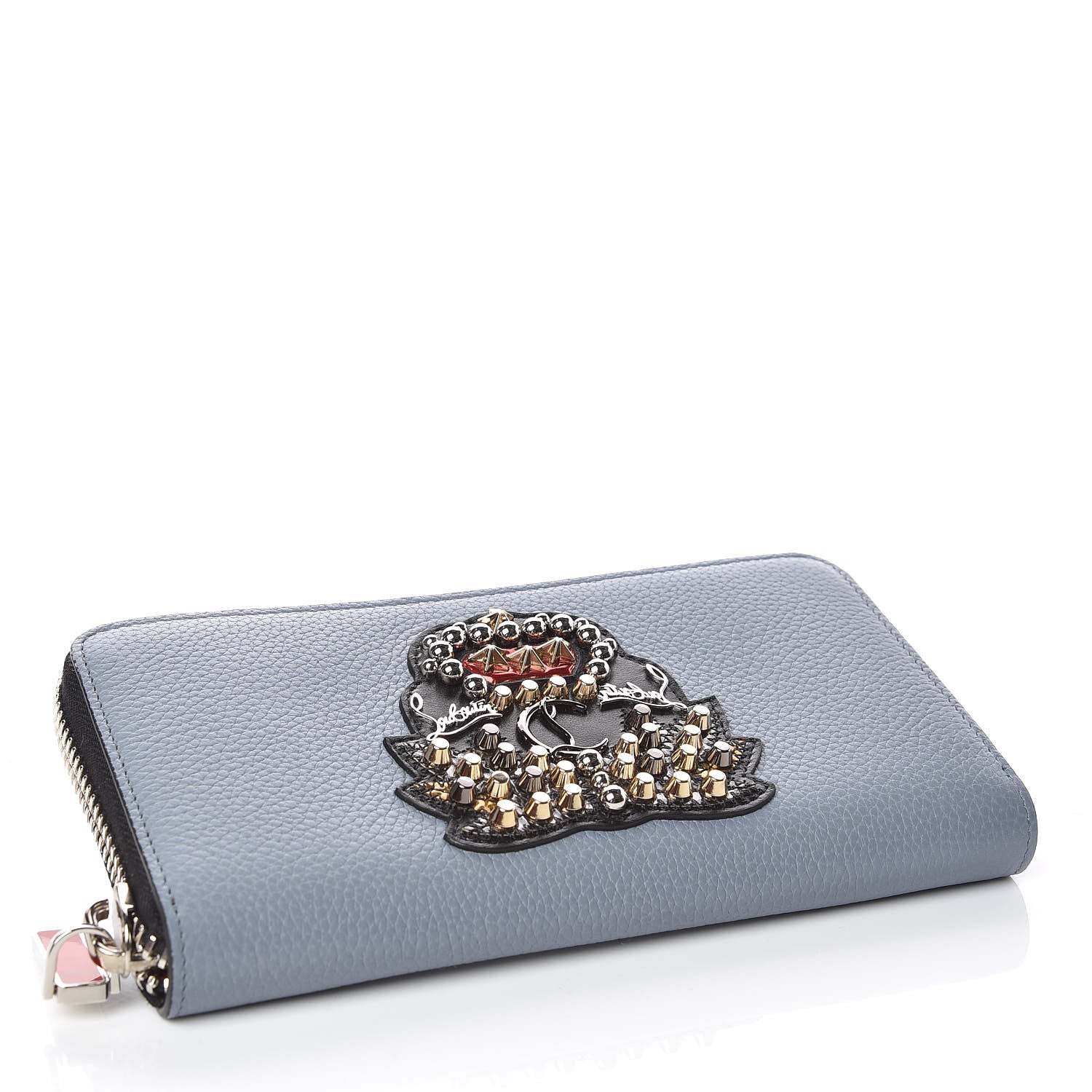 Christian Louboutin Calfskin Ecusson Panettone Zip Around Wallet Squale 4 of 9