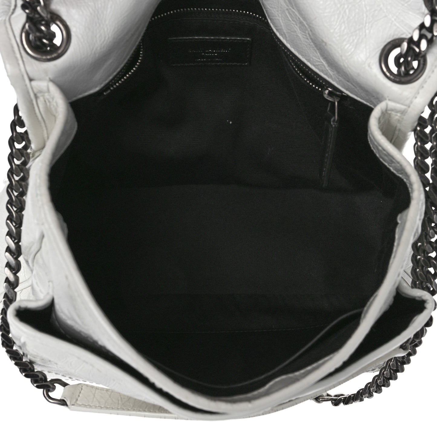Crinkled Calfskin Matelasse Monogram Medium Niki Chain Satchel Dirty White