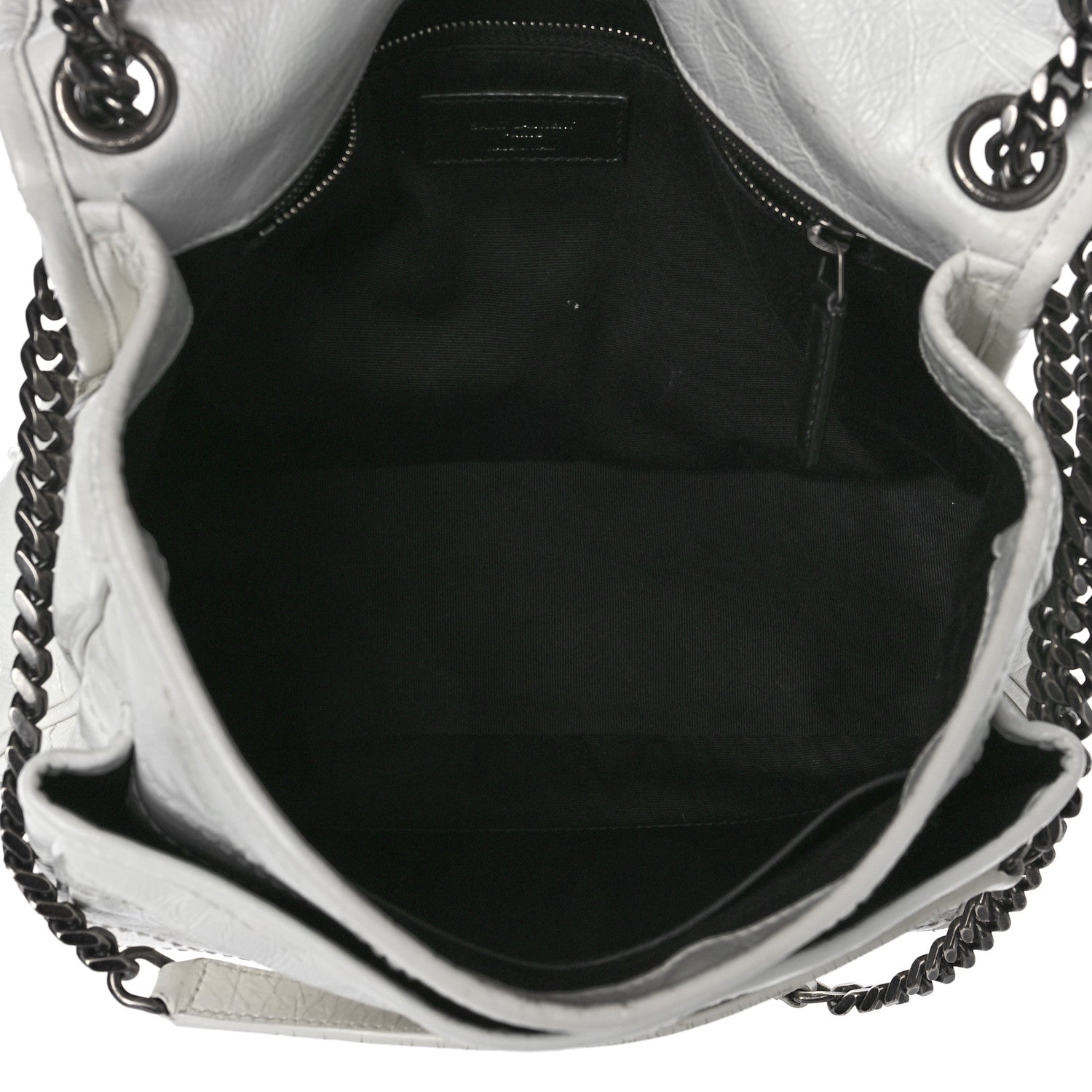 Saint Laurent Crinkled Calfskin Matelasse Monogram Medium Niki Chain Satchel Dirty White 5 of 15