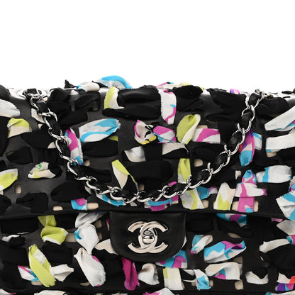 Chanel Silk Lambskin Ribbon Classic Flap Bag Turquoise Multicolor 8 of 11