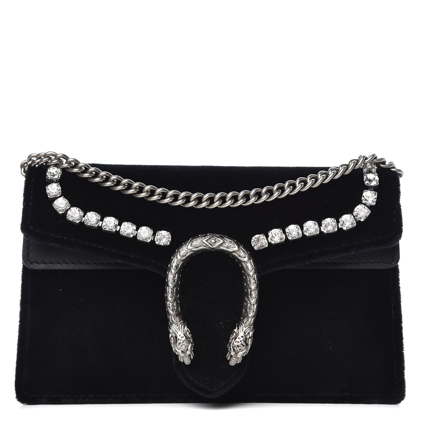 Velvet Crystal Super Mini Dionysus Shoulder Bag Black