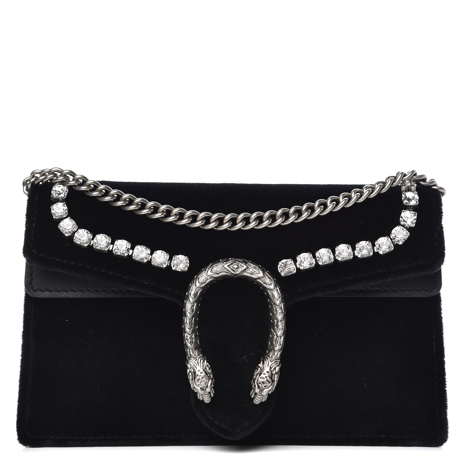 Gucci Velvet Crystal Super Mini Dionysus Shoulder Bag Black 1 of 7
