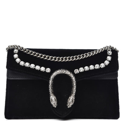 Gucci Velvet Crystal Super Mini Dionysus Shoulder Bag Black 1 of 7