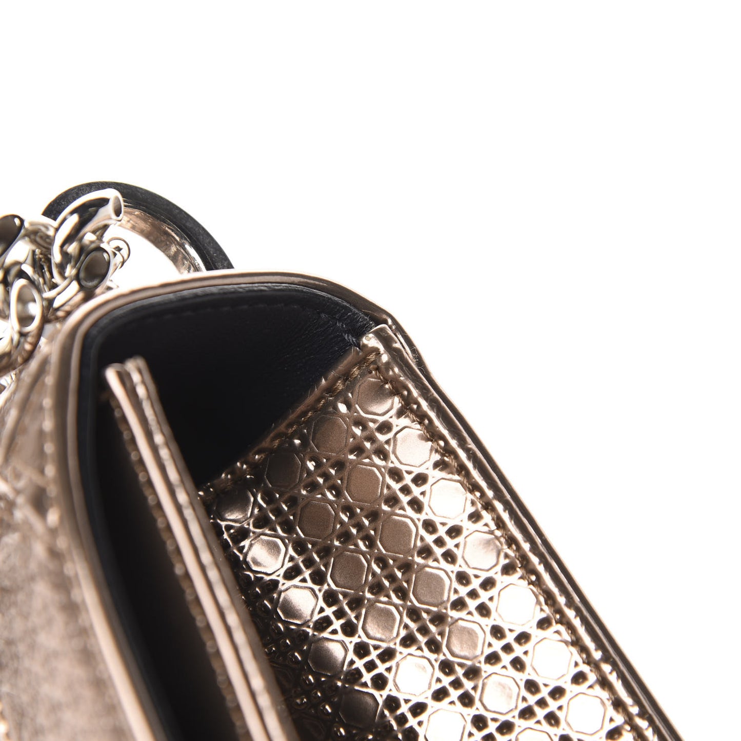 Metallic Patent Micro-Cannage Small Diorama Flap Bag Hyper Pink