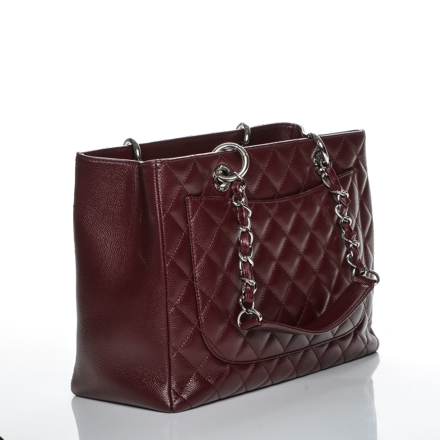 Caviar Quilted Grand Shopping Tote GST Dark Burgundy