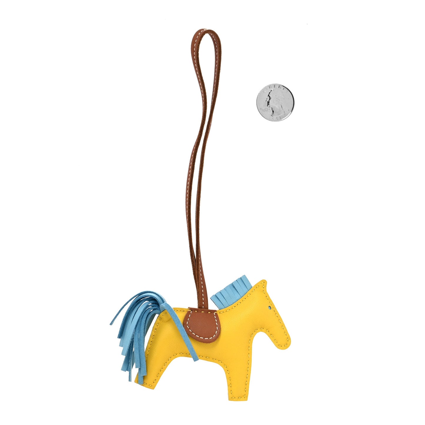 Milo Lambskin Grigri Rodeo Horse Bag Charm PM Jaune de Naples Celeste Gold