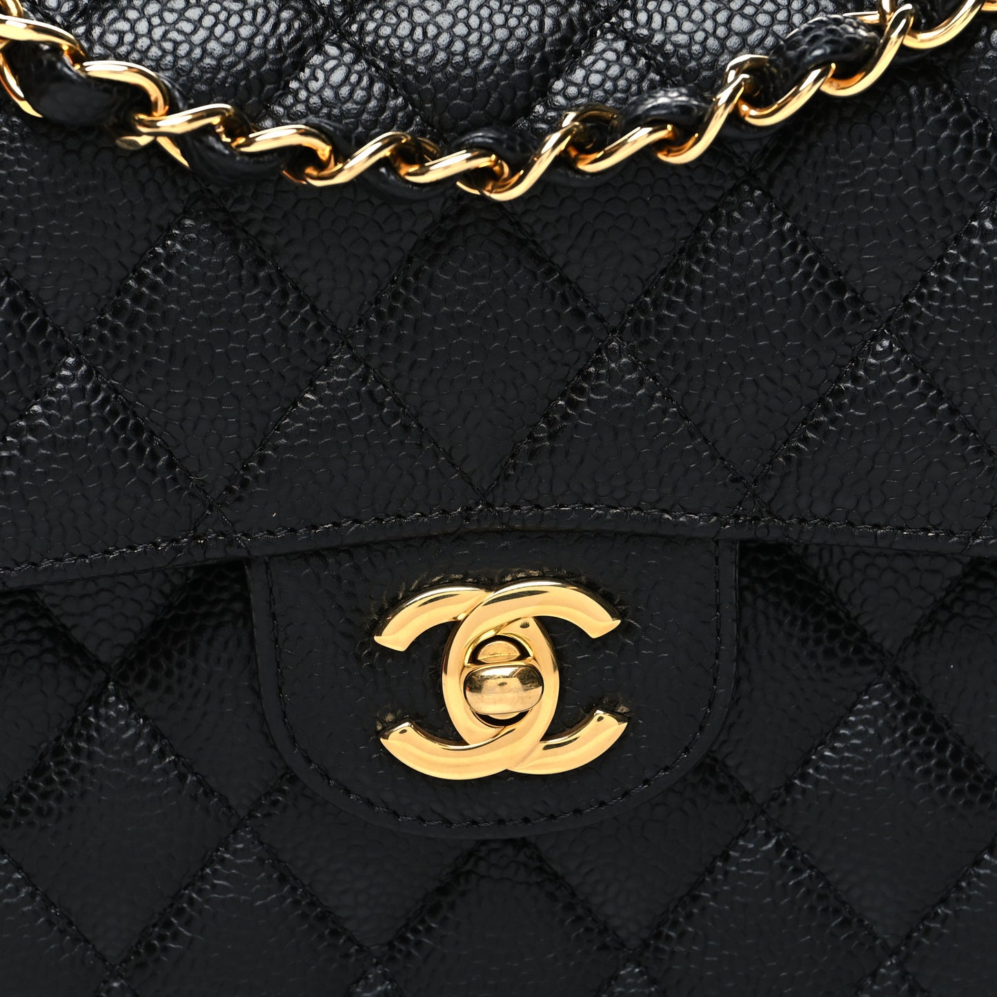 Caviar Quilted Small Double Flap Black