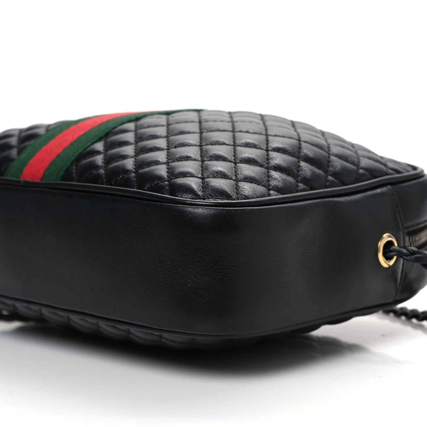 Calfskin Web Trapuntata Small GG Shoulder Bag Black