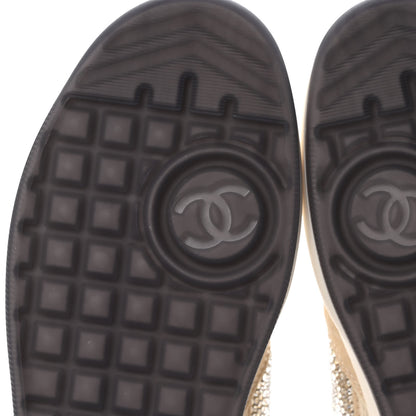 Chanel Calfskin Suede Crystal Womens CC Sneakers 38.5 White 7 of 10