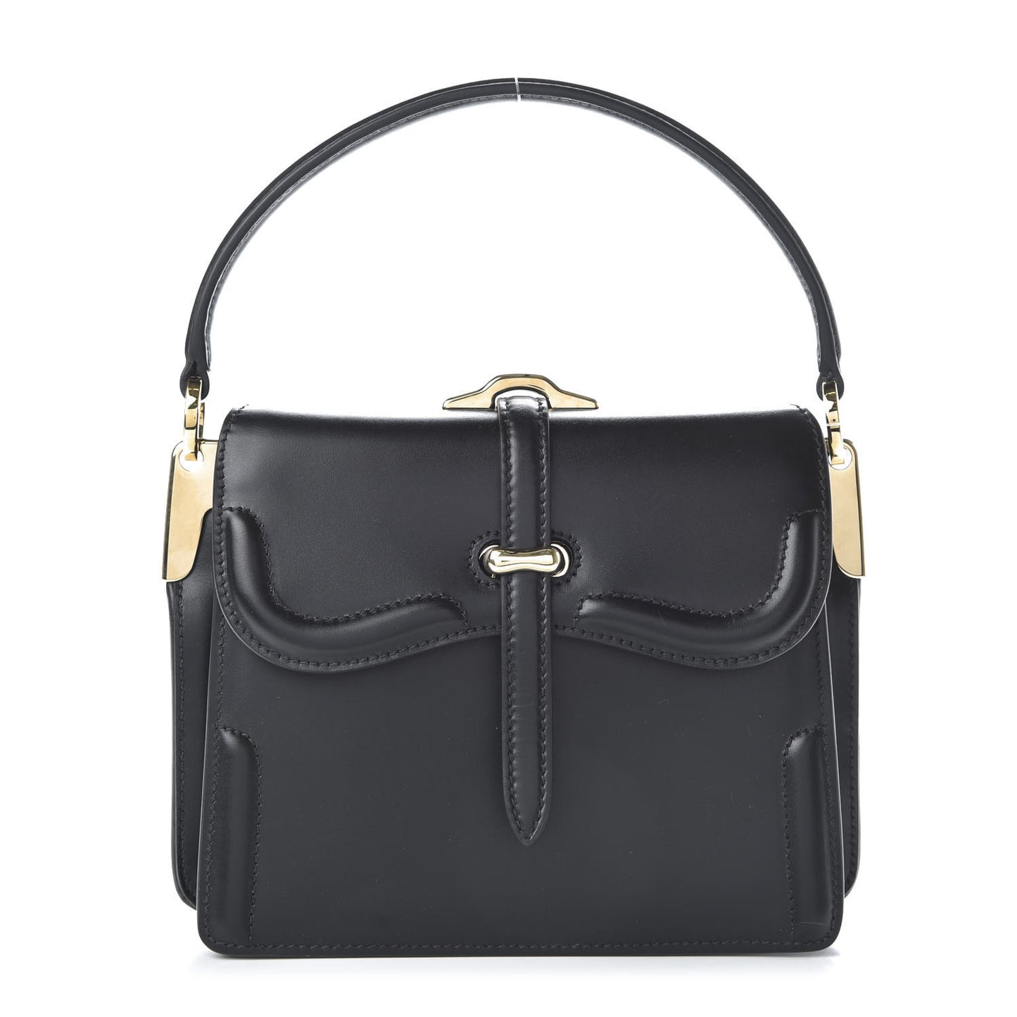 City Calfskin Small Belle Shoulder Bag Black