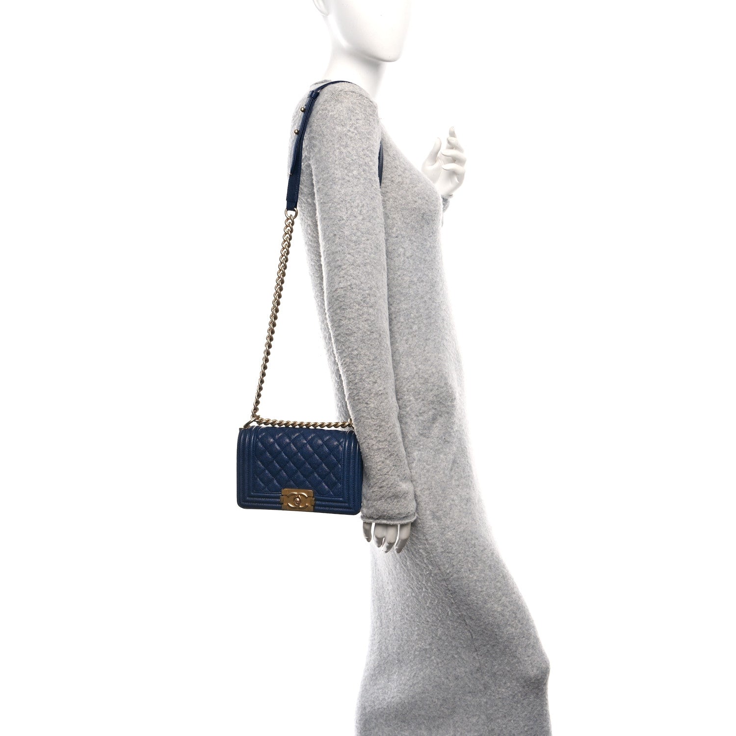 Chanel Caviar Quilted Small Boy Flap Dark Blue 2 of 10