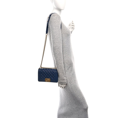 Chanel Caviar Quilted Small Boy Flap Dark Blue 2 of 10