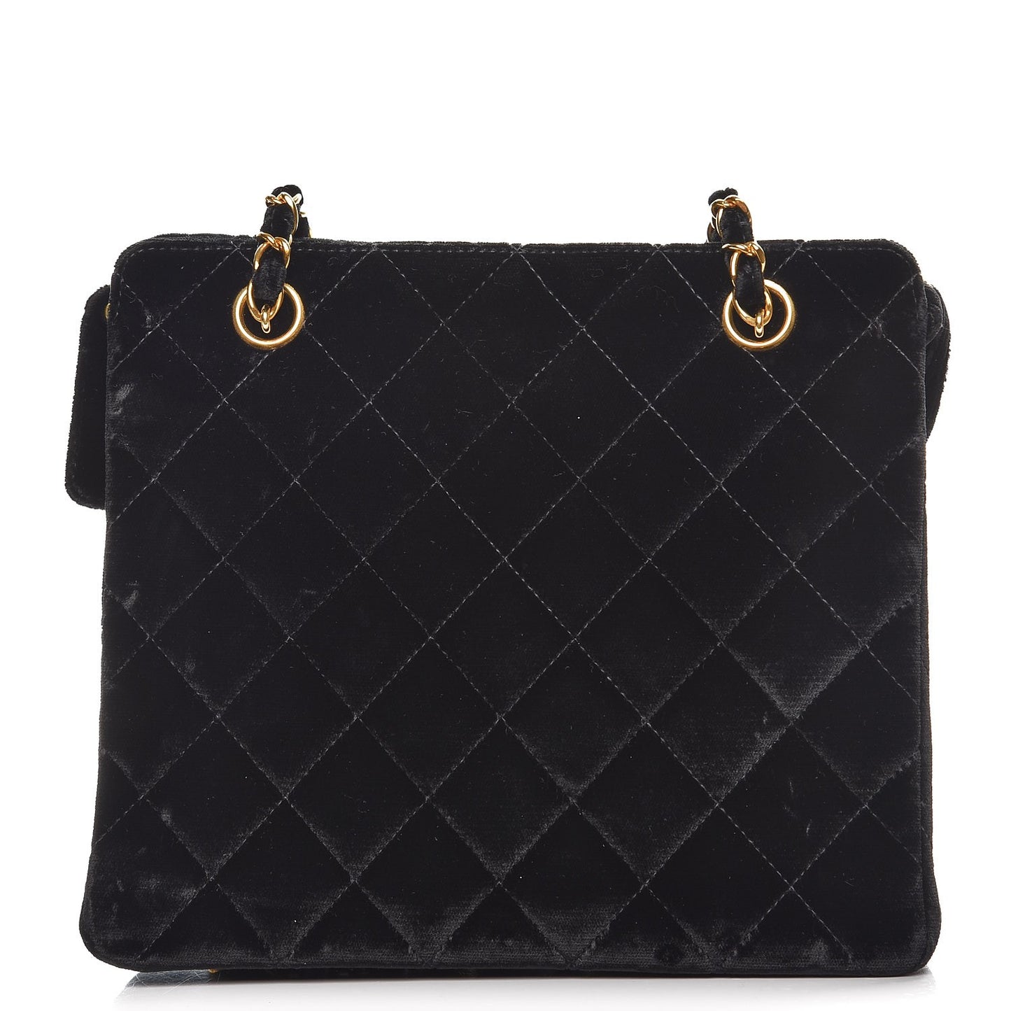 Velvet Quilted Shoulder Bag Black