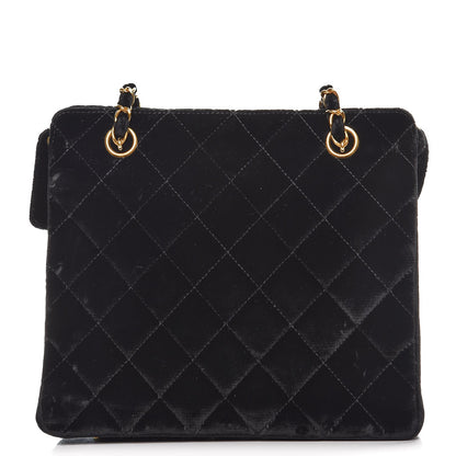 Chanel Velvet Quilted Shoulder Bag Black 1 of 8